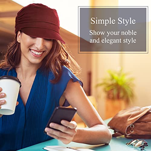 3 Pieces Women Newsboy Cabbie Cap Vintage Beret Hats For Women Cotton Peaked Hat Ladies Baseball Caps For Hair Loss Women (Black, Navy Blue, Wine Red) #TOP6