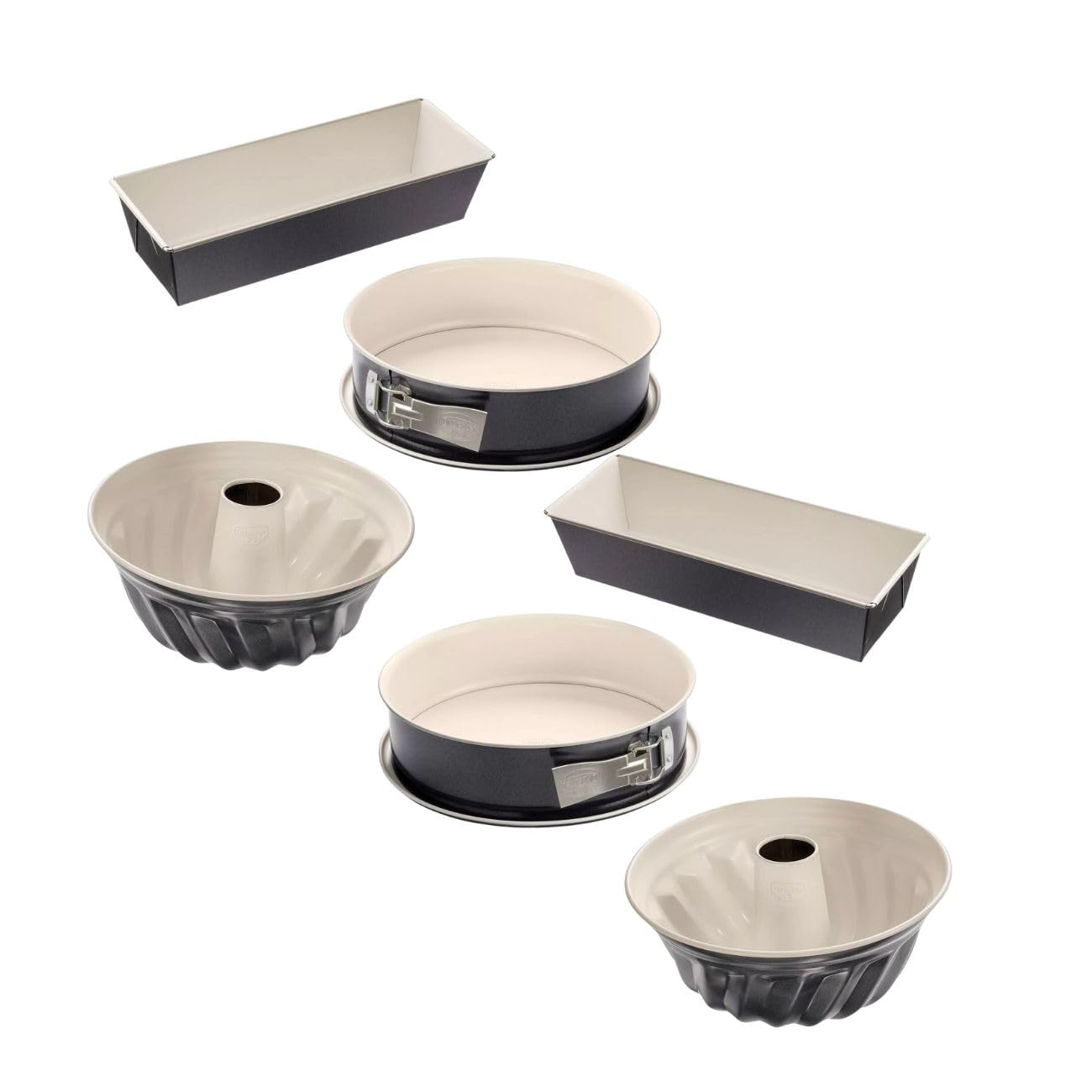 Dr Oetker 9331150 - Set di 2 stampi per pasticceria, stampo per dolci, stampo per dolci, stampo per torta, stampo per torte, stampo per pane, stampo per kouglof, antiaderente, acciaio, ceramica