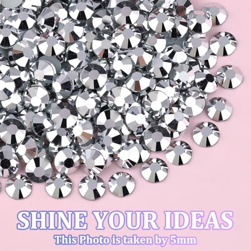 Image of 25000Pcs Resin Rhinestones for Crafting, Silver 2-6mm Mixed Sizes Non Hotfix Flatback Gems with 1Pcs Glue, Bedazzling Crystal for DIY Craft Clothing Mugs Tumblers Shoes Fabric Decor Nail Art
