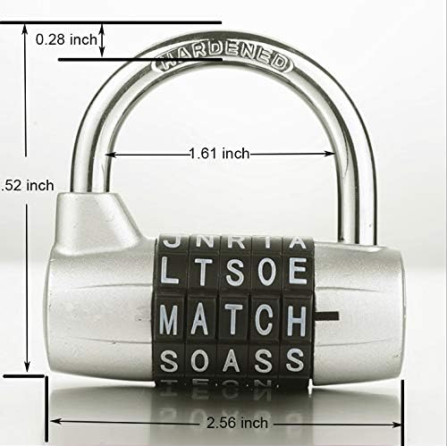 Miniatura 2 de Candado de 5 letras, cerradura de combinación de 5 dígitos, candado de seguridad para gimnasio escolar, casillero deportivo, valla, caja de