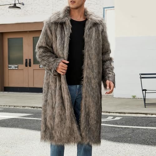 Cambkatl Men's Long Luxury Faux Fur Coat Furry Lapel Collar Long Sleeve Outerwear Fluffy Winter Warm Cardigans Jacket4