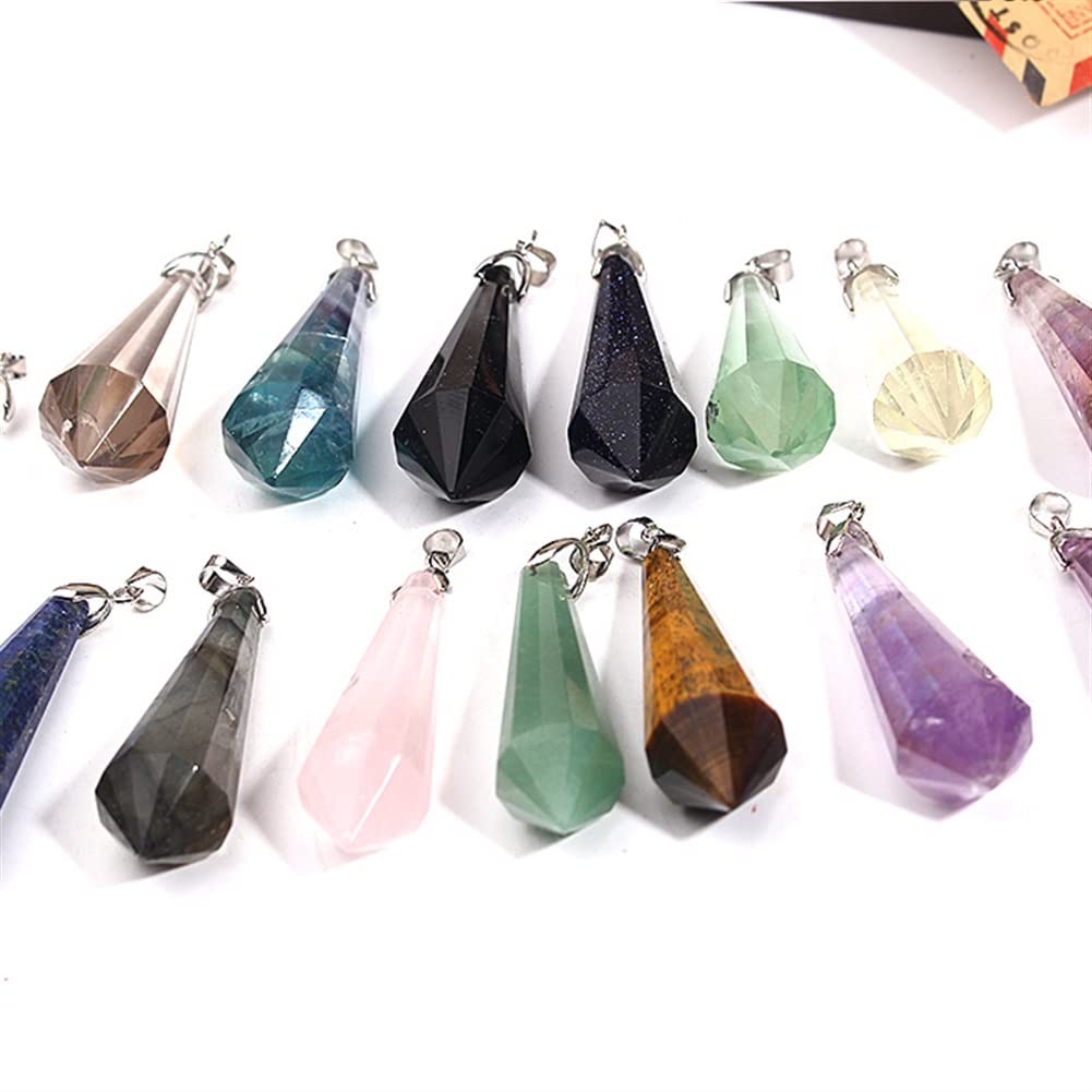 Haussammlung Natürlicher klarer Amethyst-Quarz-Kristallstein, Punkt-Edelstein-Anhänger, Pendel, Steine ​​und Mineralien, natürlicher Kristall, PEIQIYIN(Color:Rose Quartz)