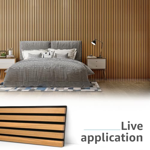Image of Art3d 8-Pack Soundproof Wood Slat Wall Panels, 94.5 x 7.9 Inch, Warm Teak