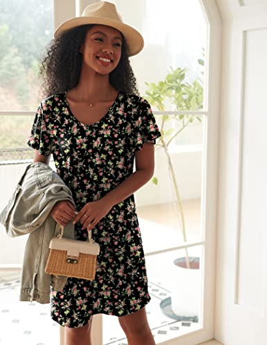 Image of Ekouaer 2 Pack Nightgowns for Women Short Sleeve Nightshirt Soft Sleepdress
