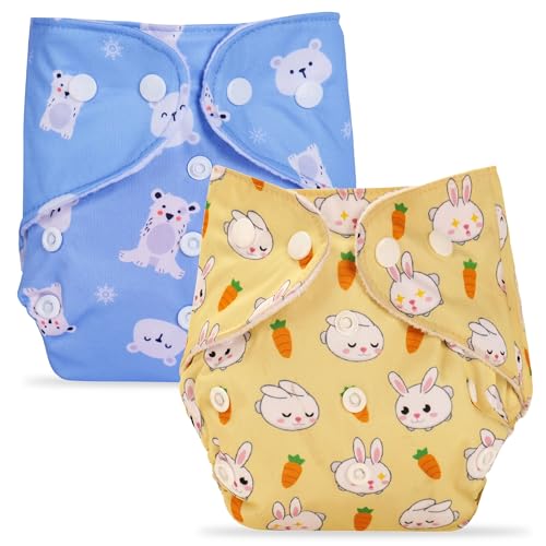 Image of Bumpers Premium & Ultra Soft Reusable Cloth Diaper with Insert Pads | Extra Absorbant, Washable, Waterproof & Adjustable cloth diaper for babies /Kids, 3M-3Years (Combo, Free size, Sea Blue+Yellow)