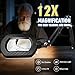 12X Square Magnifying Glass with Light and Stand with 144 LEDs Brightiness, 5 Color Modes Hands Free Lighted Magnifying Glass, 10 Dimmable Brightness Magnifying Desk Lamp for Close Work Craft Reading