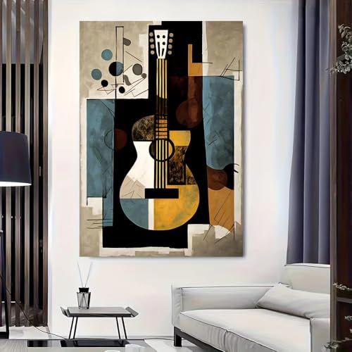 Décoration murale guitare affiche moderne abstraite toile rétro salon