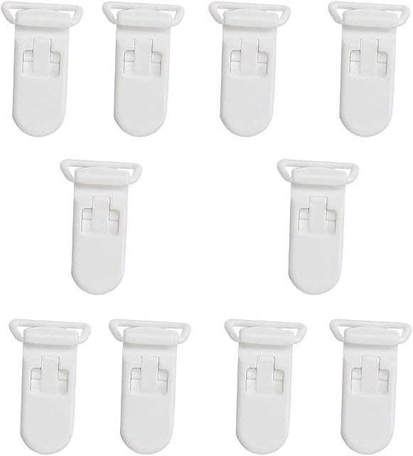 U-K 10 Pcs Reusable Plastic Badge Clips Baby Dummy Pacifier Clips Infant Toy Clips Craft Supplies White Durable and Deft