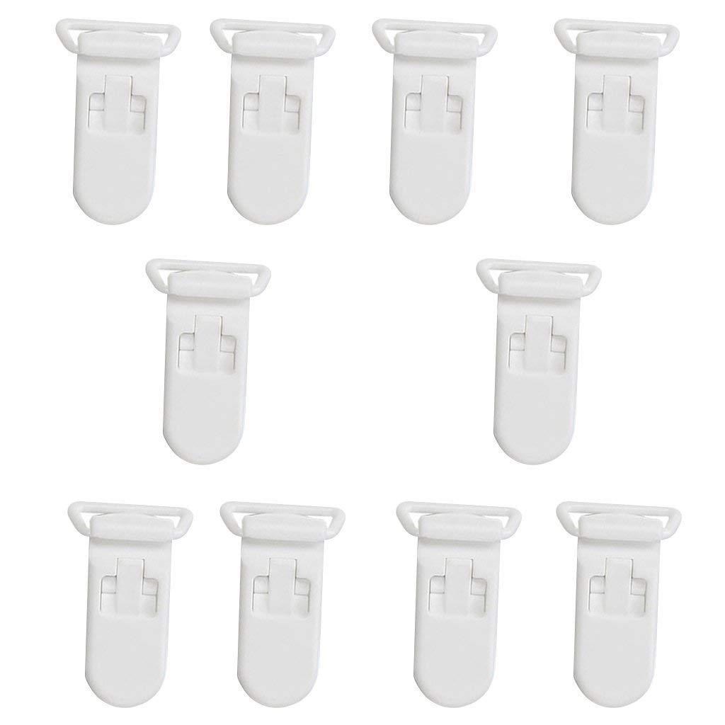 10 pezzi riutilizzabili in plastica distintivi clip per bambini manichini ciucci clip per giocattoli per bambini artigianato bianco design utile