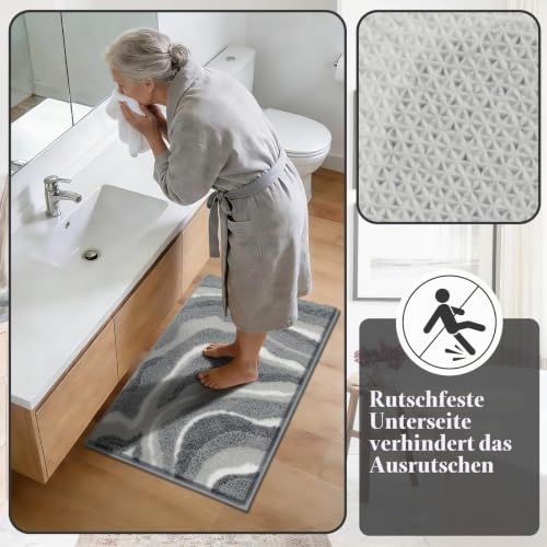 Enyhom Badematte Grau 45x65cm, Klein Badematten & Badteppich für Badezimmer – Ansicht 4