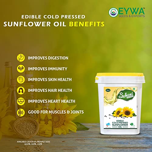 Image of Eywa Seeds & Exports Pvt Ltd Organic Sunflower Oil (5 Liter) Cold Pressed /Wood Pressed Oil|Surajmukhi /Sunflower Kachi Ghani Ka Tel By (Suhani) Eywa