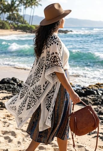 Image of Women's Kimono Beach Cover up for Summer Bathing Suits Cardigans Casual Loose Swimwear 2026