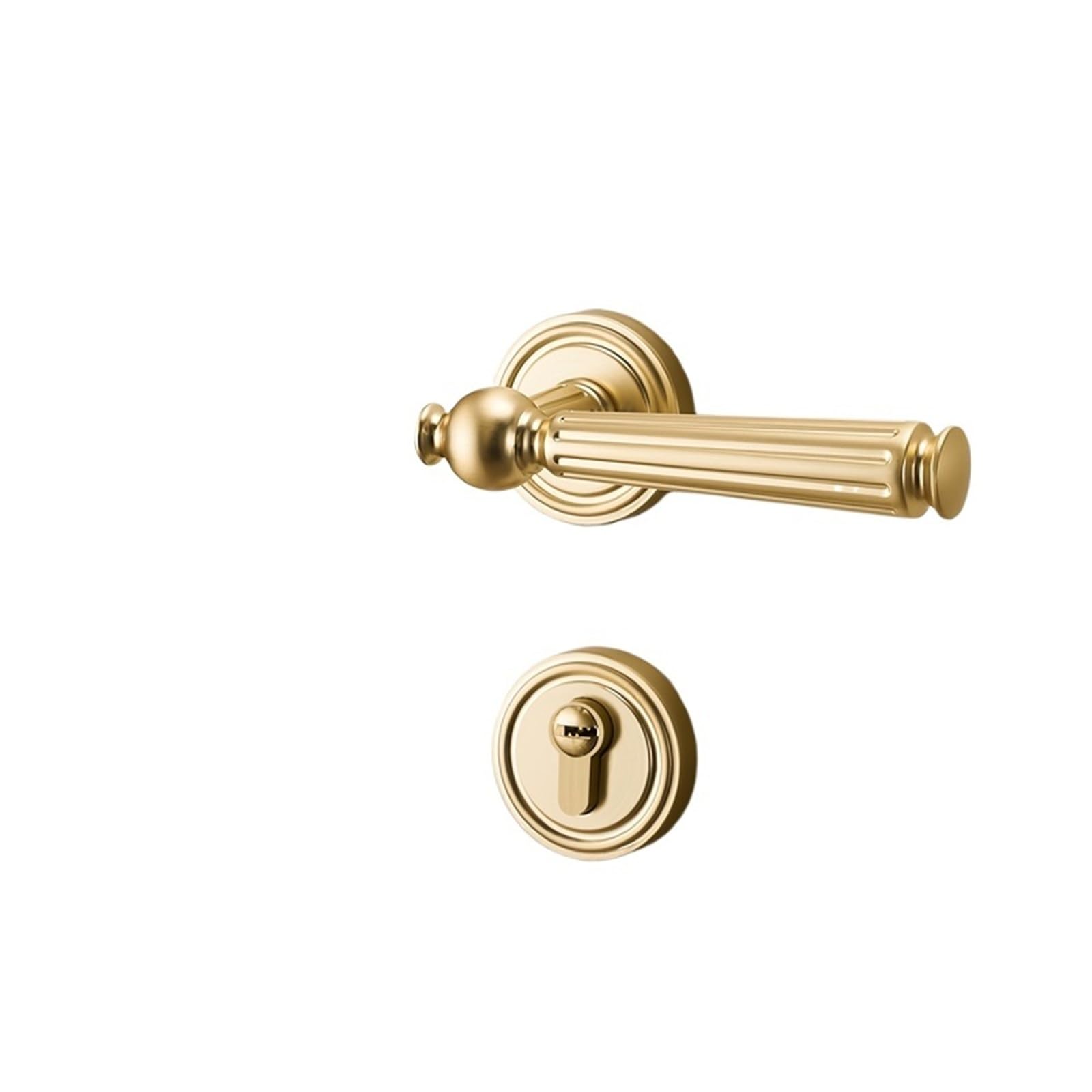 Bedroom wooden door lock split American style silent handle(Matte gold)