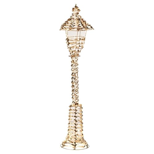 URBNLIVING 90cm Tall 1/2 Pcs Lamp Post 300 LED Fairy Lights Xmas Lantern Decoration Seasonal Specialties Christmas Gold or Iridescent Piller for Indoor Outdoor