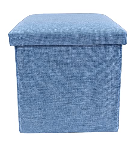 Image of Portable & Foldable Storage Stool for Living Room 30x30x30 cm (363-10) Polyester, Weight Capacity-100 KG (SkyBlue)
