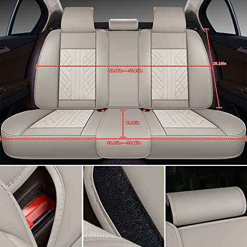 Image of GXT Bench Seat Cover, Premium Faux Leather Bench Seat Covers for Trucks - Universal Fit for Most Sedans SUV Pick-up Truck, Durable for Long Lasting Protection(Khaki and White)