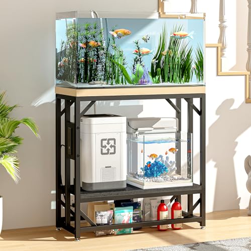 Image of METYERRY 20-29-37 Gallon Fish Tank Stand with Power Outlet,Adjustable Aquarium Stand, Heavy Duty Terrarium Stand,Metal Frame Reptile Turtle Tank Stand Suitable for Home Office,600LBS Capacity, Black