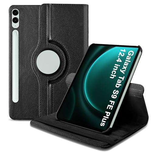 Image of TGK Rotating Cover for Samsung Galaxy Tab S9 FE+ 12.4 inch Leather Flip Case Cover (Black)