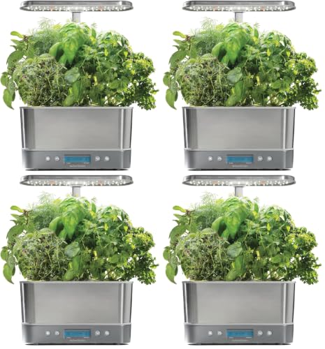 Image of AeroGarden Harvest Elite Indoor Garden Hydroponic System with LED Grow Light and Seed Kit, Holds up to 6 Pods, Stainless Steel (Pack of 4)