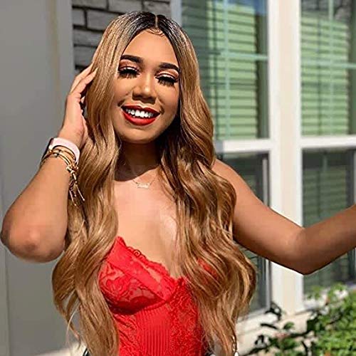 Miniatura 7 de 24 pulgadas de largo, peluca de encaje frontal, rubio miel, cabello humano real, liso, 150 % de densidad, cabello brasileño virgen, pelucas de