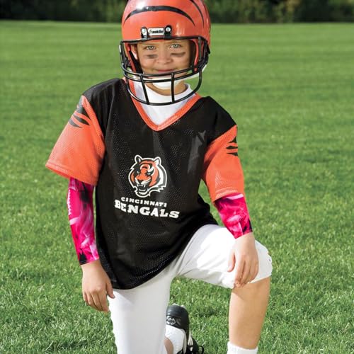 Image of SNOWSTAR Sports Pink Ribbon Breast Cancer Awareness Arm Sleeve Compression Fit No Slip Football Flames