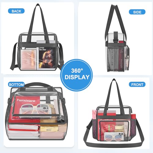 Image of Busiuw Clear Bag for Stadium Events, Stadium Approved 12x12x6 Clear Tote Bag for Sport Fan, Work Concert Travel