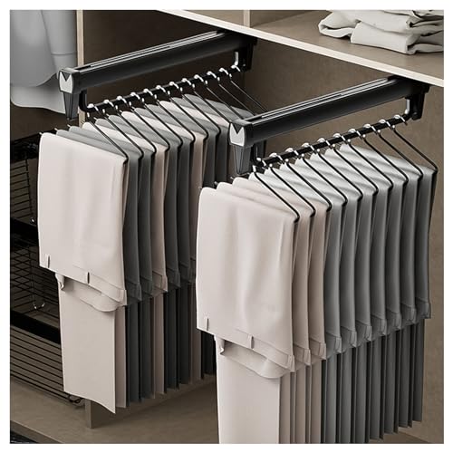 Percha extensible con rieles de 25 a 55 cm, barra de ropa extraíble, adecuada para organización de armarios y armarios, ahorro de espacio, capacidad de carga de 50 kg, 2 piezas (tamaño: 450 mm/17.7