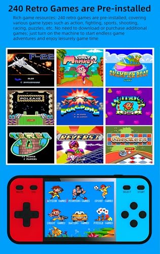 LZYCH Écran 3,0" Console de Jeu Rétro Couleur 240 Jeux Vidéo Intégrés Console pour étudiant Jeu électronique Portable Jouet Puzzle Cadeau pour Enfants Compagnon de Voyage et de Loisirs – Image 4