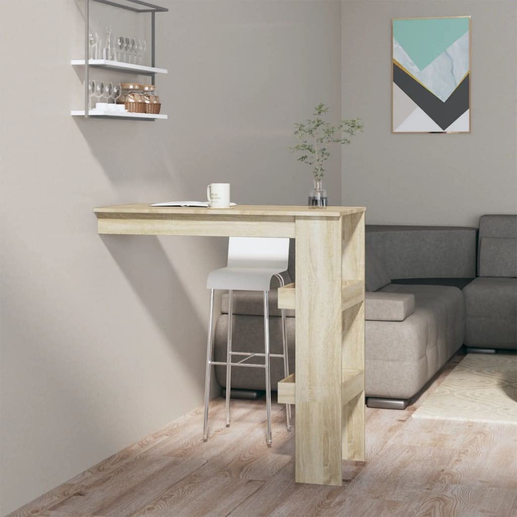 Mesa de pared de roble Sonoma, 102 x 45 x 103,5 cm, con espacio de almacenamiento para cocina, comedor, salón, ahorro de espacio, estable, moderno, rústico, para familia y loft