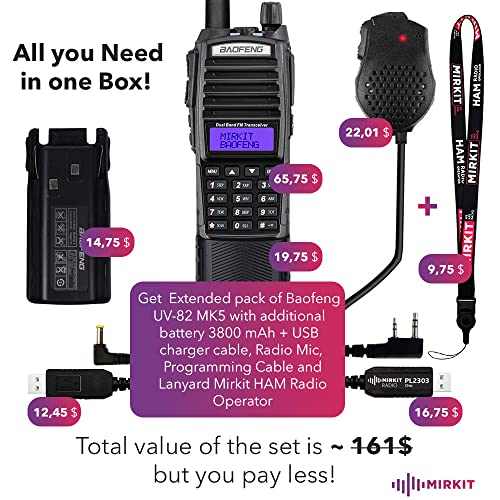 MIRKIT 2Х Radios de jamón BAOFENG UV82 MK5 8 W de potencia má