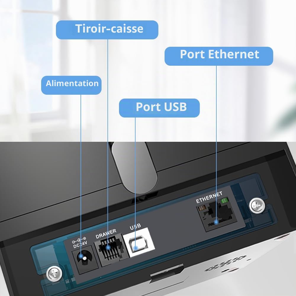 ACLAS Imprimante Thermique de Reçu de réception Thermique POS avec Port USB Ethernet 250 mm/s ESC/POS pour Windows PC Restaurant