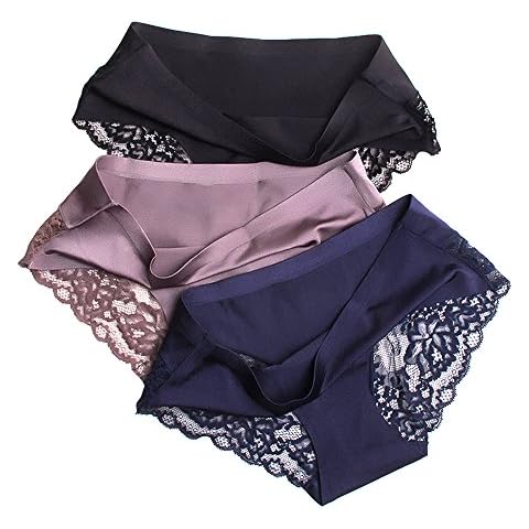 ZOORON Lace Bikini Panties Underwear for Women, Lace Bikini Knickers Seamless Breathable Stretch Full Coverage Hipster Briefs 3/6 Pack (Set-1, M) Cover