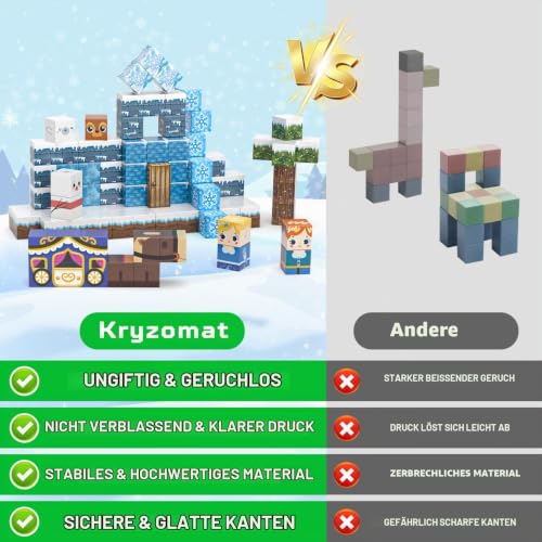 Kryzomat Magnetische Bausteine 100 PCS, Magnetische Blöcke Eiswelt Thema – Ansicht 5