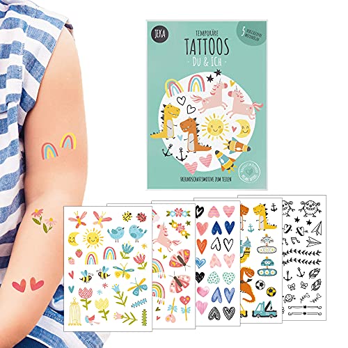 5 planches de tatouages temporaires à coller pour enfants, Motif : Toi & Moi, Tatouages d’amitié, Tatouages éphémères 100% vegan et hypoallergéniques,...