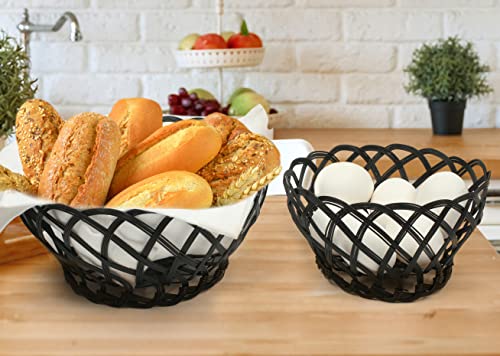 Image of Wire Metal Black Fruit Bowls for Table Centerpiece - Set of 3 - Modern Stylish Decorative Fruit Bowls for Kitchen Counter, Fruit Basket Perfect for Dining Table, Kitchen, Easter - 10, 8, 6 Inch