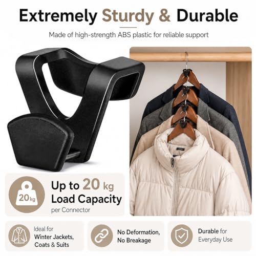 HOUSE DAY Space Saving Hangers 60 Pack, Smart Hangers for Clothes, Black - Image 4