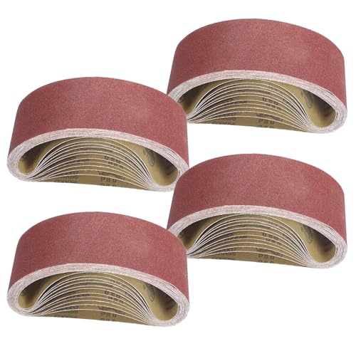 XoeLLe 20 Pièces Bande Aonceuse 75x457, Papier de Verre pour Ponceuses à Bandes Abrasives, Oxyde D'aluminium Papier de Verre, Métaux, Ponçage, Polissage,...