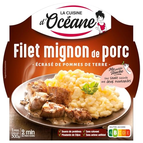 LA CUISINE D'OCEANE - Filet Mignon de Porc Savoureux avec Écrasé de Pomme de Terre, 300G - Lot de 4