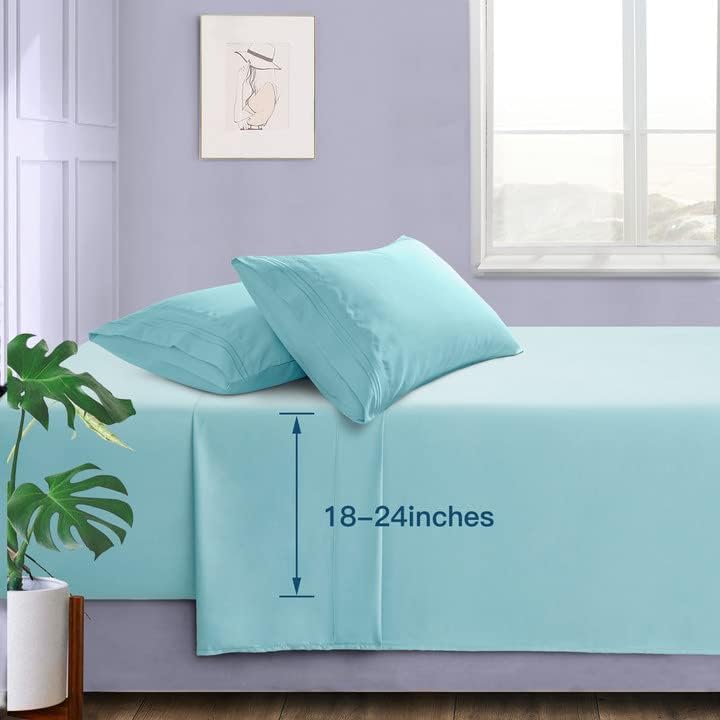 Manyshofu Juego de sábanas tamaño Queen con bolsillos extra profundos  Sábanas y fundas de almohada de lujo de 1800 hilos  Juego de ropa de cama de