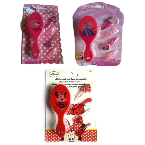 Other Hair Brush with Clips 'Princess, Minnie, Hello Kitty' Assorted