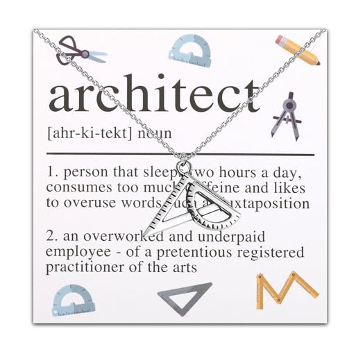 PLITI Architect Necklace Architecture Gift Architectural Engineer Gift Architect Student Gift Geometry Ruler Gift