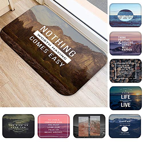 XdiseD9Xsmao Creative Maxim Motto Letter Printed Edge Mats Blanket, Living Room Bedroom Anti-Slip Door Mat Entrance Rug Carpet 40x60cm 1#