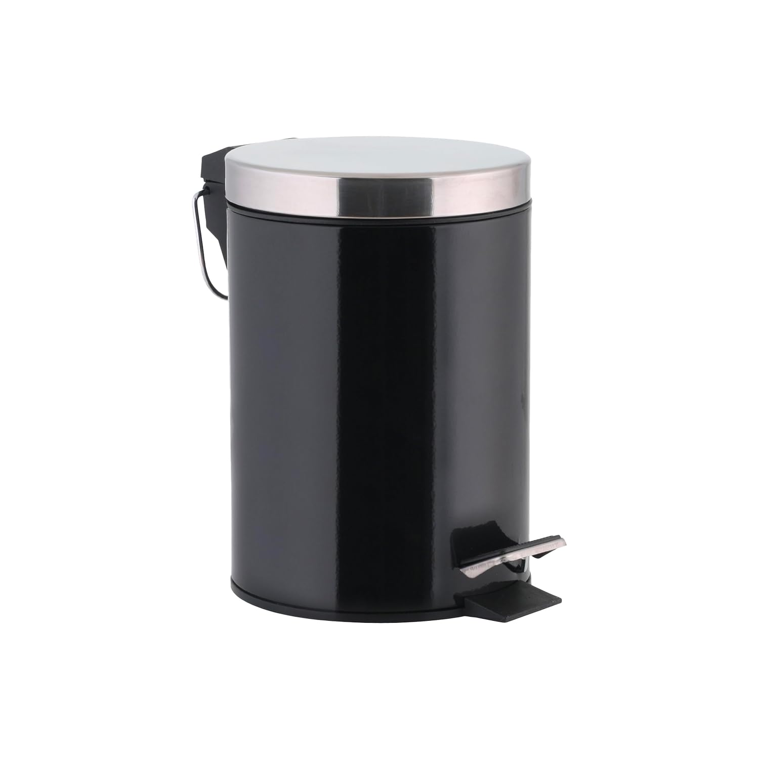 Avilia Cestino per Spazzatura a Pedale - Pattumiera con Inserto Rimovibile, Antiodore, Ideale per Bagno, Cucina o Ufficio, in Acciaio Inox Nero, 3L, Ø 17x25cm