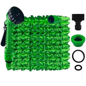 Gsakskdsap Gartenschlauch Flexibel, 50FT/15M Wasserschlauch Dehnbar Flexibler Schlauch Anschluss mit 7 Funktionen Garten Handbraus für Garten Haustier Autowäsche, Grün