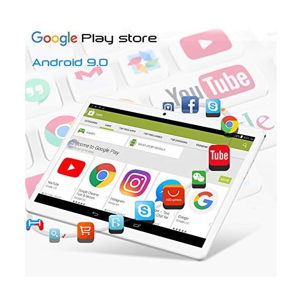Tablet-101-inch-Android-Tablet-with-32GB-Storage-3G-Phone-Tablets-Dual-Sim-Card-5MP-Dual-Camera-Quad-Core-Processor-1280x800-IPS-HD-DisplayGPSFMBluetoothSilver ZONKO Tablet 10.1 inch Android Tablet with 2GB+32GB+256GB Expand, 3G Phone Tablets & Dual Sim Card & 2MP+ 5MP Dual Camera, Quad Core Processor, 1280x800 IPS HD Display,GPS, FM (Silver)