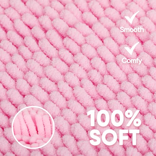 Image of Pink Bathroom Rugs Sets 3 Piece Washable, Luxury ,Chenille Bath Mat Set, Soft Plush Anti-Slip Rectangular Bath, Rug Super Absorbent.3 Pieces Bathroom (Pink, 32 inchx20 inch+24 inchx16 inch+U Shape 20 inchx20 inch)