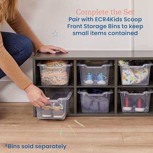 Image of ECR4Kids Streamline 10 Cubby Tray Storage Cabinet, 2x5, Classroom Furniture, Grey Wash