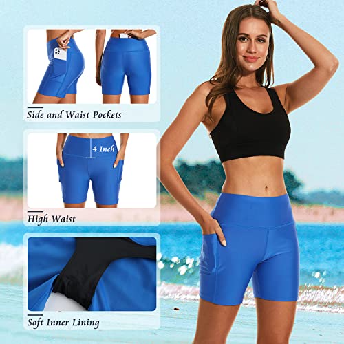 Image of HODOSPORTS Women's 3'' /5'' /7'' /9'' /12'' Swim Board Shorts UPF50+ High Waisted Quick Dry Swimsuit Bottoms with Pockets Liner