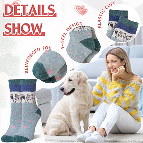 Eyean Women Wool Socks Thickened Winter Cozy Warm Hiking Soft Thermal Boot Crew Socks 5 Pairs4