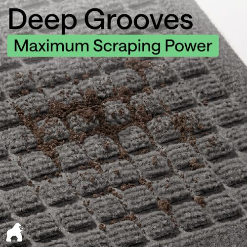 Image of GORILLA GRIP Ultra Absorbent Front Door Mat Outside Entrance, 72x24, Traps Dirt and Moisture, HydroABSORB Indoor Outdoor Doormat Holds 2.75 Cups Water, Stain and Fade Resistant Welcome Mat, Charcoal